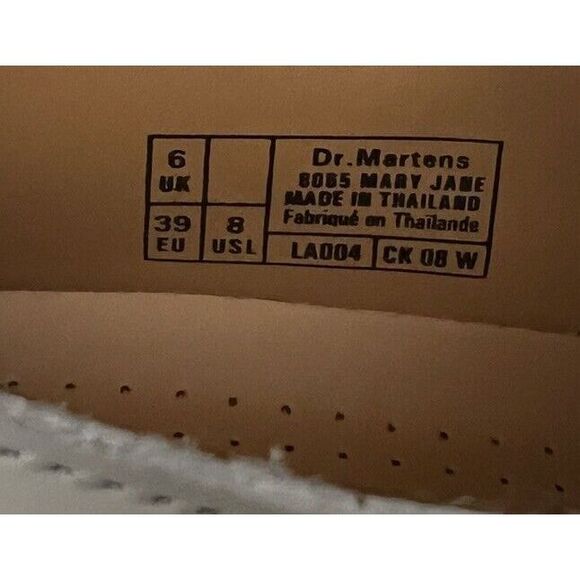 Dr. Martens Sz 8 White Mary Jane Shoes Buckle Doc Martens 8065 Smooth Leather - Picture 13 of 13